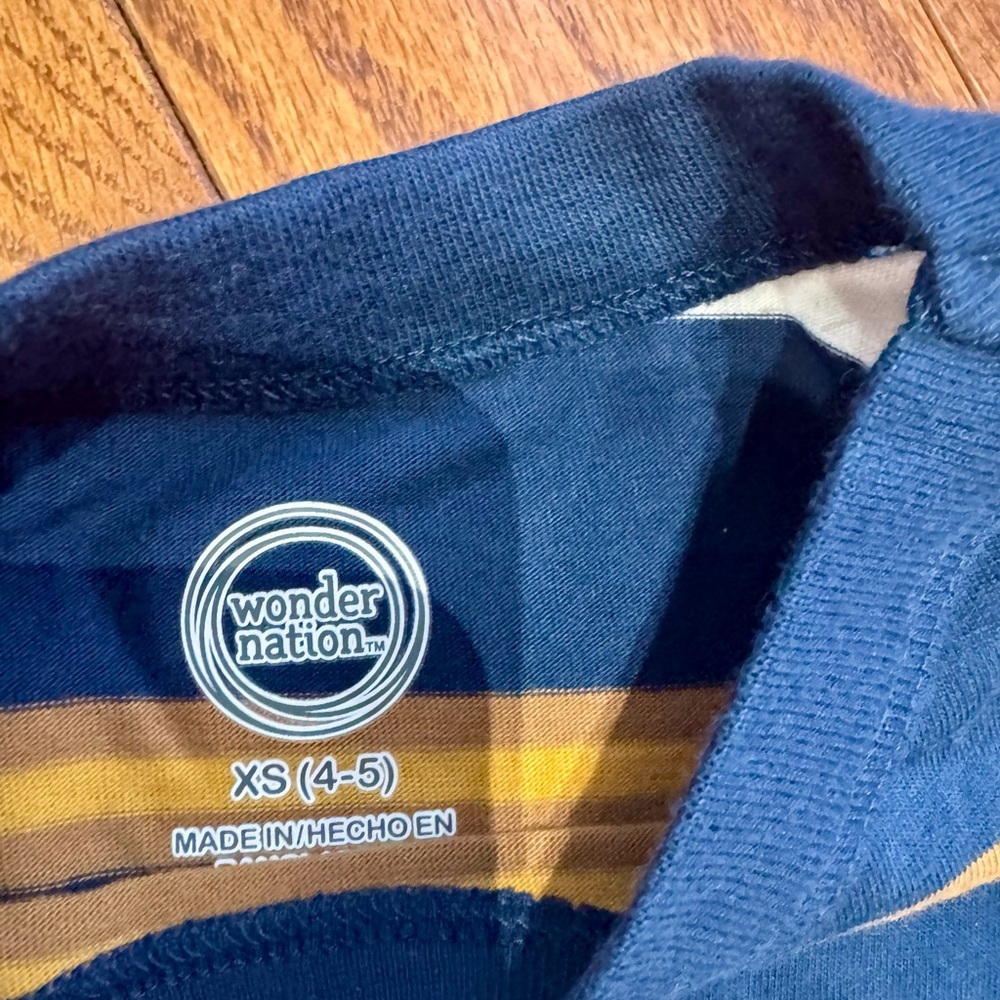 Wonder Nation Navy and Gold Striped Shirt and Navy Pants (Boys 4-5) NWT - Picture 2 of 3